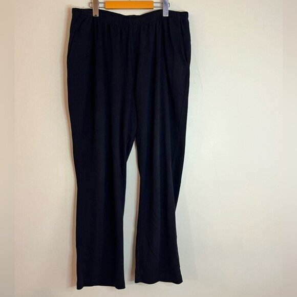 Lands’ End Black Cotton Knit Wide-Leg Pants – Size 1X (16W-18W) - Picture 2 of 9